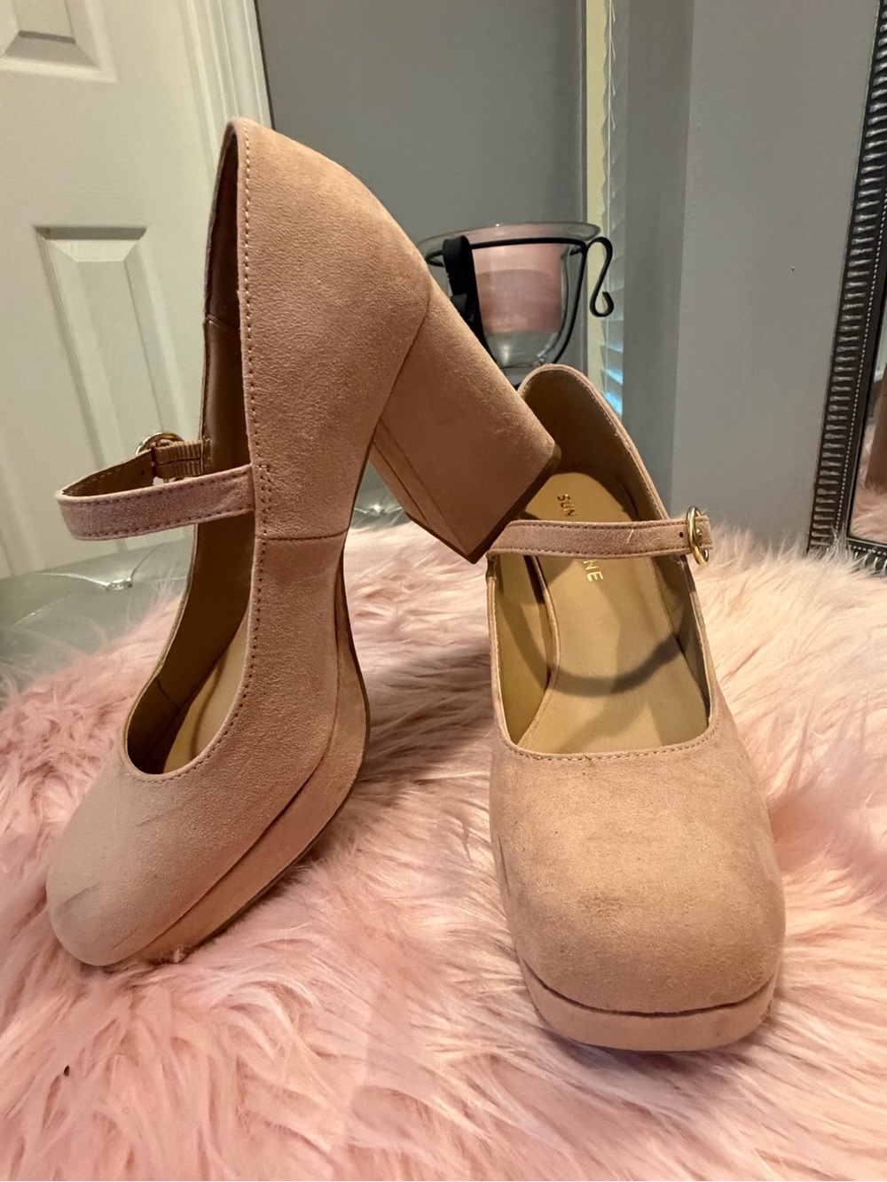 Sun + Stone Women’s Rose Veneciaa Mary Jane Block Heels with Strap, 7M